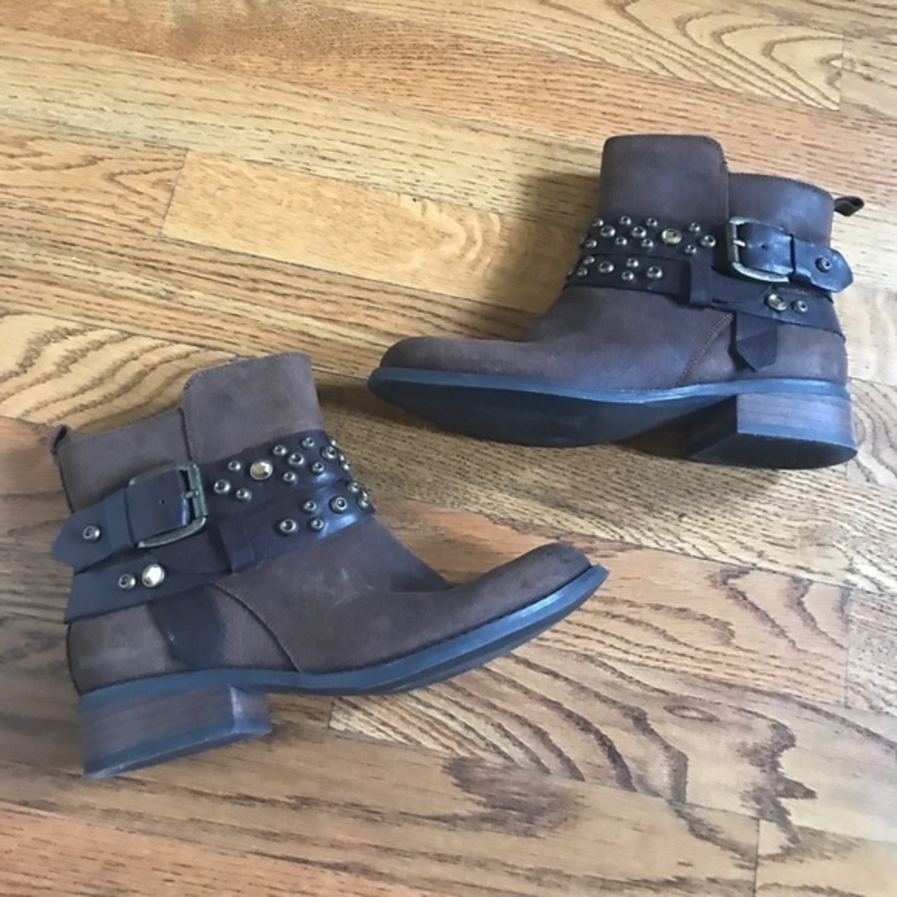 Guess gemstone Embellished Buckle boots‎ brown sz 6